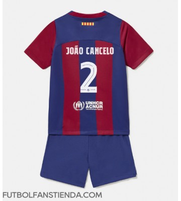 Barcelona Joao Cancelo #2 Primera Equipación Niños 2023-24 Manga Corta (+ Pantalones cortos)
